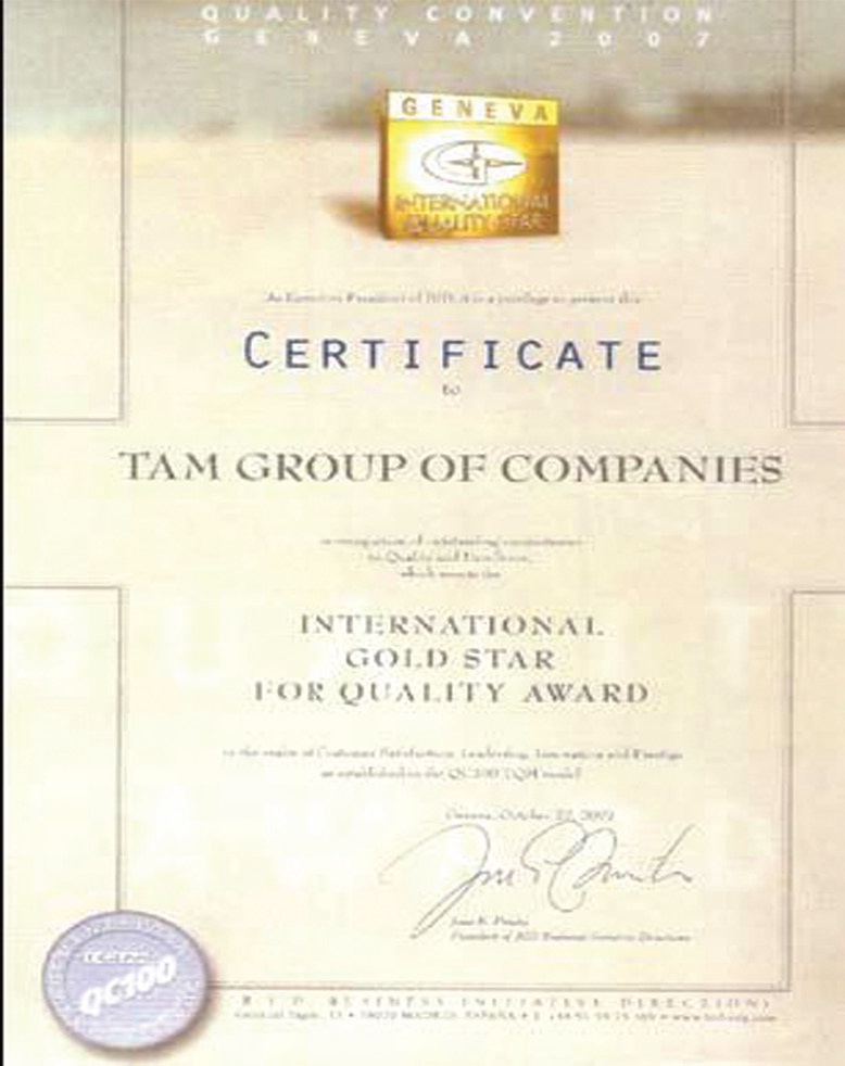 TAM Group Certificate